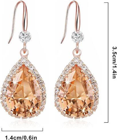 Crystal Drop Earrings for Women Cubic Zirconia Teardrop Earrings Sparkling Rhinestone Dangle Earring in Saudi Arabia