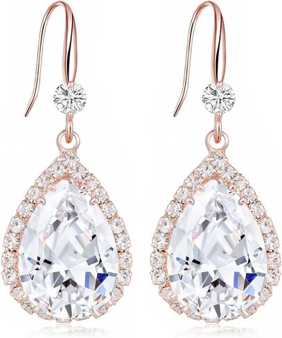 Crystal Drop Earrings for Women Cubic Zirconia Teardrop Earrings Sparkling Rhinestone Dangle Earring in Saudi Arabia