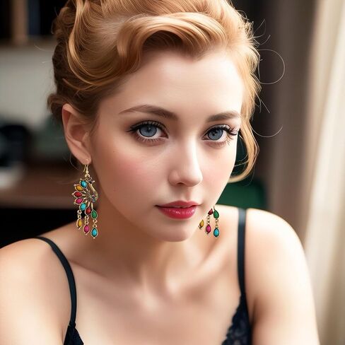 Vintage Bohemian Peacock Teardrop Tassel Dangle Drop Earrings for Women Sparkling Crystal Phoenix Bird Statement Earrings Jewelry in Kuwait