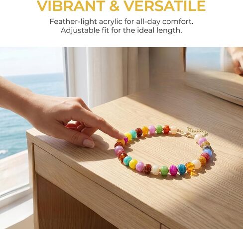 Chunky Beaded Necklaces for Women – Colorful Statement Collar Necklace, Gold Beach Necklace Summer Gift for Her in Kuwait