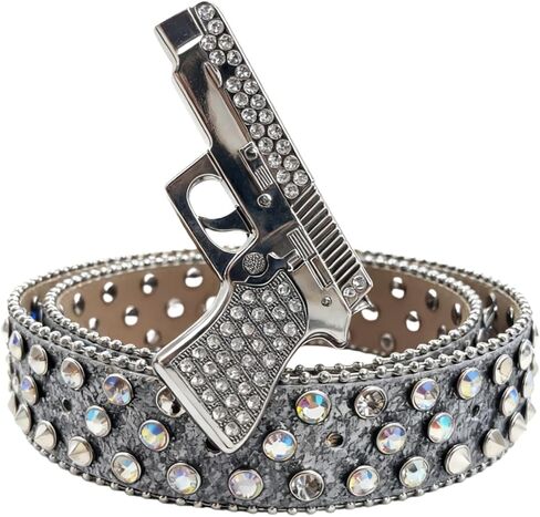 Skull Decor Buckle Belt Set, Punk Gothic Rhinestone Studded Belts with Triple Rolling Buckles, Adjustable Rock Waist Belt in Kuwait
