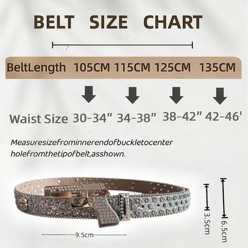 Skull Decor Buckle Belt Set, Punk Gothic Rhinestone Studded Belts with Triple Rolling Buckles, Adjustable Rock Waist Belt in Kuwait
