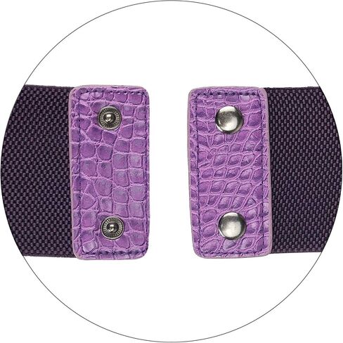 Fashion Women's PU Leather Wide Waist Belt Hollow Out Rivets Stretch Cinch Waistband Purple in Kuwait