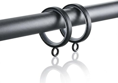 24 Pack Curtain Rings, Premium Metal with Smooth & Quiet Nylon Inserts with Clips, 1-5/8" Inner Diameter, Fits up to 1-1/4" Rod, Black in Saudi Arabia