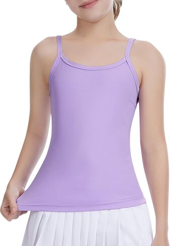 Girls Camisole Sleeveless Tank Tops Crew Neck Slim Fit Undershirt for Dance Workout Kids Teen Strap Tops 5-12 Years in Saudi Arabia