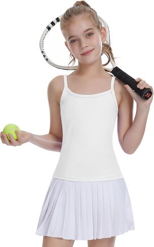 Girls Camisole Sleeveless Tank Tops Crew Neck Slim Fit Undershirt for Dance Workout Kids Teen Strap Tops 5-12 Years in Saudi Arabia