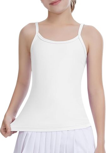 Girls Camisole Sleeveless Tank Tops Crew Neck Slim Fit Undershirt for Dance Workout Kids Teen Strap Tops 5-12 Years in Saudi Arabia