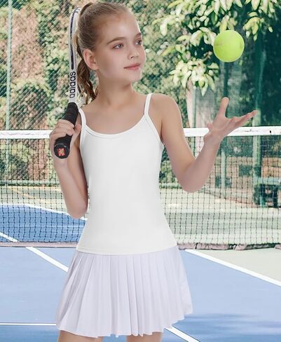 Girls Camisole Sleeveless Tank Tops Crew Neck Slim Fit Undershirt for Dance Workout Kids Teen Strap Tops 5-12 Years in Saudi Arabia