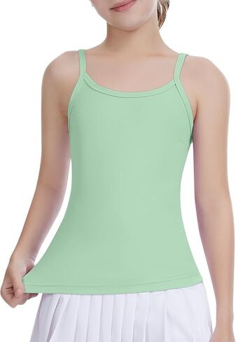 Girls Camisole Sleeveless Tank Tops Crew Neck Slim Fit Undershirt for Dance Workout Kids Teen Strap Tops 5-12 Years in Saudi Arabia
