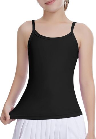 Girls Camisole Sleeveless Tank Tops Crew Neck Slim Fit Undershirt for Dance Workout Kids Teen Strap Tops 5-12 Years in Saudi Arabia