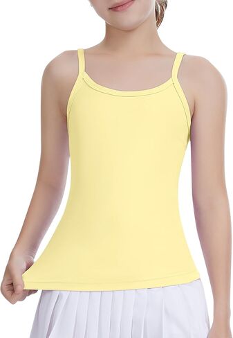Girls Camisole Sleeveless Tank Tops Crew Neck Slim Fit Undershirt for Dance Workout Kids Teen Strap Tops 5-12 Years in Saudi Arabia