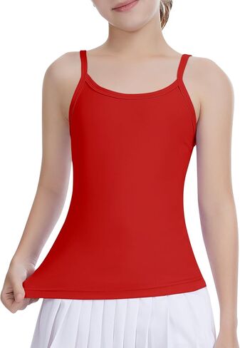 Girls Camisole Sleeveless Tank Tops Crew Neck Slim Fit Undershirt for Dance Workout Kids Teen Strap Tops 5-12 Years in Saudi Arabia