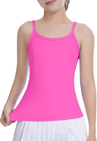 Girls Camisole Sleeveless Tank Tops Crew Neck Slim Fit Undershirt for Dance Workout Kids Teen Strap Tops 5-12 Years in Saudi Arabia