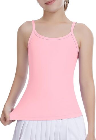 Girls Camisole Sleeveless Tank Tops Crew Neck Slim Fit Undershirt for Dance Workout Kids Teen Strap Tops 5-12 Years in Saudi Arabia
