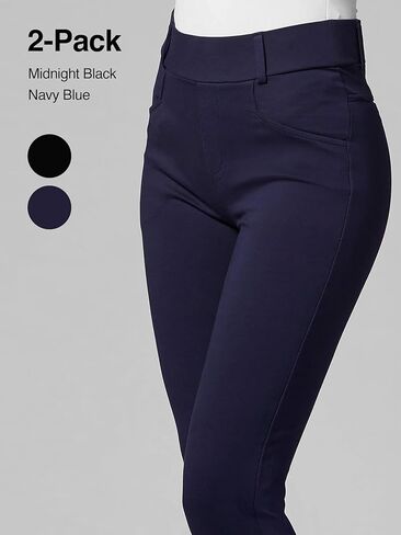 Conceited 2-Pack Stretch Slacks for Women - Wear to Work - Bootcut Dress Pants with Pockets - Black, Navy - (Large) in Saudi Arabia
