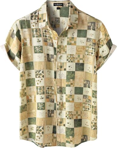 LucMatton Men's Vintage Hawaiian Shirt Tropical Print Short Sleeve Button Down Shirts Aloha Styles for Summer Vacation in Saudi Arabia