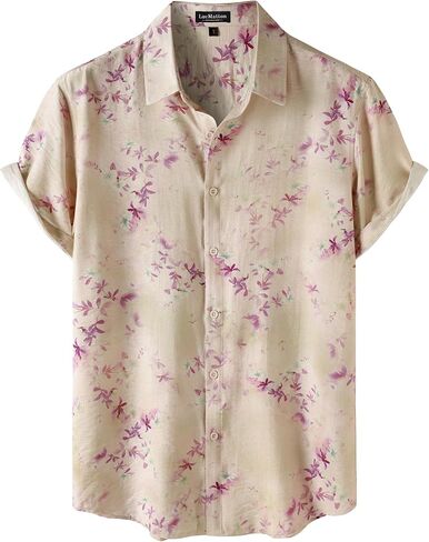LucMatton Men's Vintage Hawaiian Shirt Tropical Print Short Sleeve Button Down Shirts Aloha Styles for Summer Vacation in Saudi Arabia