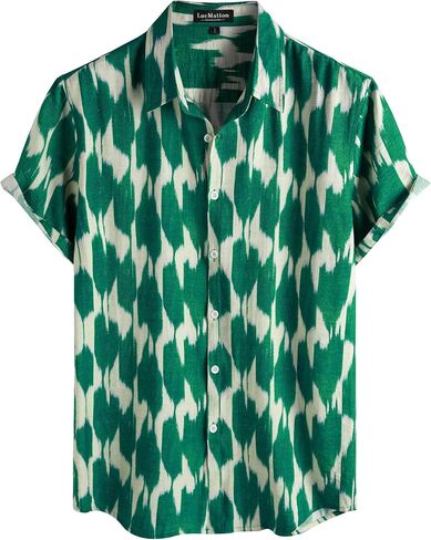 LucMatton Men's Vintage Hawaiian Shirt Tropical Print Short Sleeve Button Down Shirts Aloha Styles for Summer Vacation in Saudi Arabia