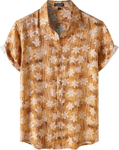 LucMatton Men's Vintage Hawaiian Shirt Tropical Print Short Sleeve Button Down Shirts Aloha Styles for Summer Vacation in Saudi Arabia