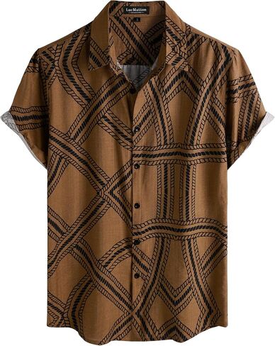 LucMatton Men's Vintage Hawaiian Shirt Tropical Print Short Sleeve Button Down Shirts Aloha Styles for Summer Vacation in Saudi Arabia