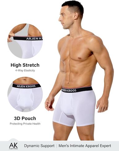 Arjen Kroos Men's Bamboo Viscose Open Pouch Silky Underwear 3 Pack Moisture Wicking Boxer Briefs in Kuwait