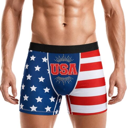 Maziky 250th Anniversary American Flag Underwear for Men, Boxer Briefs for Men 4th of July Independence Day in Saudi Arabia