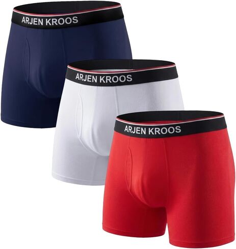 Arjen Kroos Men's Bamboo Viscose Open Pouch Silky Underwear 3 Pack Moisture Wicking Boxer Briefs in Kuwait