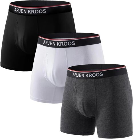 Arjen Kroos Men's Bamboo Viscose Open Pouch Silky Underwear 3 Pack Moisture Wicking Boxer Briefs in Kuwait