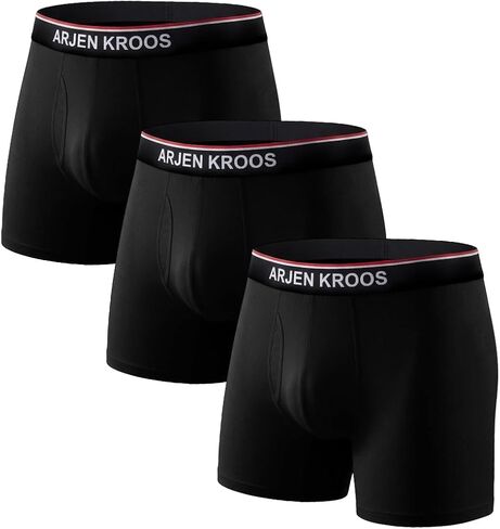 Arjen Kroos Men's Bamboo Viscose Open Pouch Silky Underwear 3 Pack Moisture Wicking Boxer Briefs in Kuwait