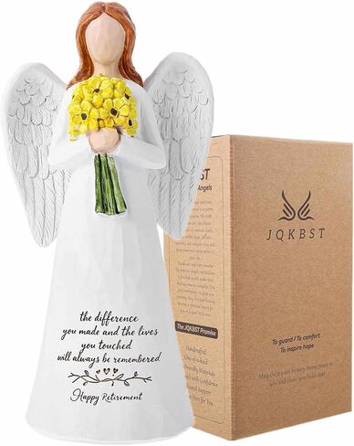 Retirement Gift for Woman, 5.6'' Angel Figurine for Retirement Party Decorations, Guardian Angel Holding Sunflowers Gift for Woman, Happy Retirement Gifts for Coworker Teacher Doctors Friends in Saudi Arabia