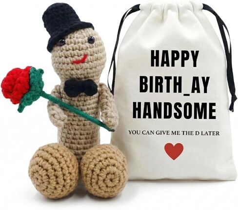 Funny Handmade Crochet Doll Gift for Adults, Novelty Crochet Plush with Linen Bag, Small Quirky Keepsake for Birthday, Encouragement, Romantic or Everyday Surprise in Kuwait