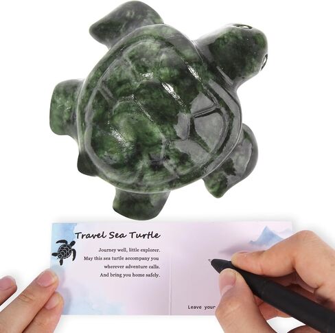 Crystal Travel Sea Turtle Figurines, Green Jade Sea Turtle Travel Gifts for Women Men Travelers, Hand Carved Good Luck Charm, Spiritual Companion Collectible Animal Statue Decors 2.1" in Saudi Arabia