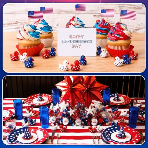 100 Pcs USA 250th Anniversary Mini Ducks 4th of July Party Favors Patriotic Red White Blue Resin Ducks Figurines American 250 Years Birthday Tiny Miniature Ducks for Independence Day Party Supplies in Saudi Arabia