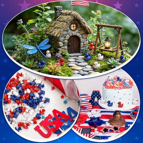 100 Pcs USA 250th Anniversary Mini Ducks 4th of July Party Favors Patriotic Red White Blue Resin Ducks Figurines American 250 Years Birthday Tiny Miniature Ducks for Independence Day Party Supplies in Saudi Arabia