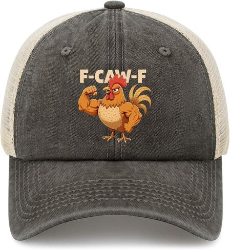 F Cawf F Muscular Chicken Graphic Hat Funny Trucker Hats for Men Baseball Hats Funny Birthday Gifts in Saudi Arabia