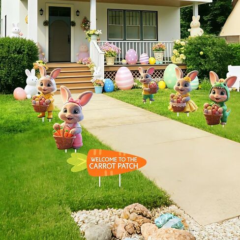 11 Set Easter Yard Carrots Patch DIY Artificial Plants Fake Carrots Decorative Yard Stake Large Outdoor Plastic Rustic Yard Sign for Spring Lawn Garden Yard Easter Decor Party Thickened Plastic Base in Kuwait