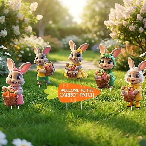 11 Set Easter Yard Carrots Patch DIY Artificial Plants Fake Carrots Decorative Yard Stake Large Outdoor Plastic Rustic Yard Sign for Spring Lawn Garden Yard Easter Decor Party Thickened Plastic Base in Kuwait