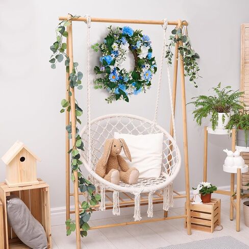 GENMOUS 24 Inch Summer Spring Blue Daisy Wreath for Front Door, Rustic and Farmhouse Flower Wreath with Myosotis sylvatica, Indoor&Outdoor Wedding Wall Home Decor in Saudi Arabia