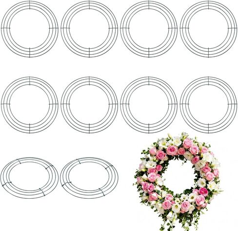 10 Pack 10 Inch Wire Wreath Frame, Metal Round Wreath Form Ring for Christmas Floral Crafts Wedding Door Decor in Saudi Arabia