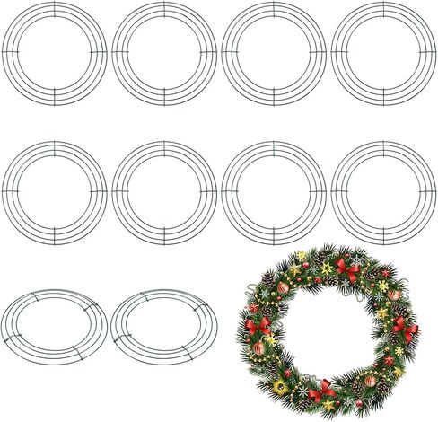 10 Pack 10 Inch Wire Wreath Frame, Metal Round Wreath Form Ring for Christmas Floral Crafts Wedding Door Decor in Saudi Arabia