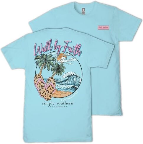 Simply Southern Walk by Faith - Beach - Flip Flops - Adult T-Shirt in Kuwait