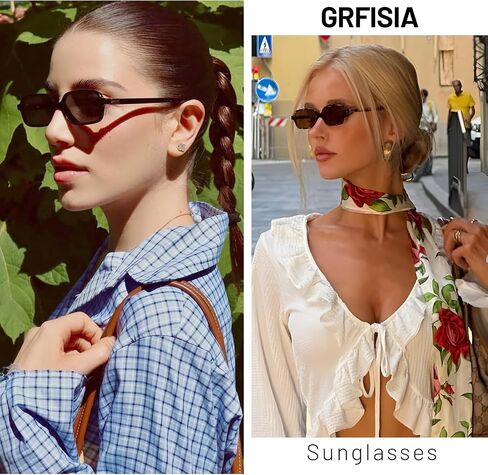 GRFISIA Retro Rectangular Sunglasses for Women Trendy Narrow Small 90s Style Square Frame Sun Glasses UV Protection in Kuwait