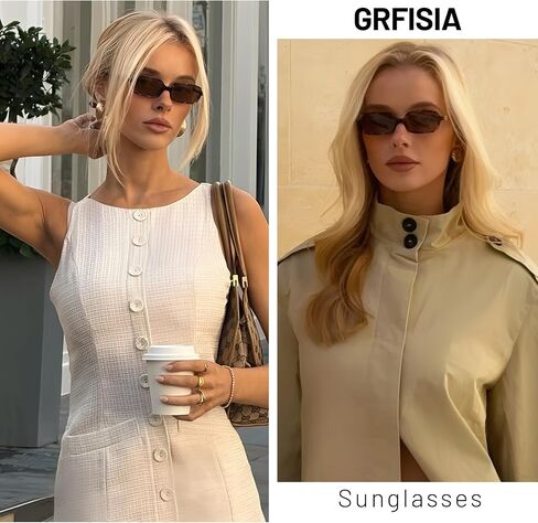 GRFISIA Retro Rectangular Sunglasses for Women Trendy Narrow Small 90s Style Square Frame Sun Glasses UV Protection in Kuwait