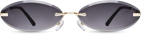 Rimless Oval Sunglasses for Women UV400 Protection Trendy Retro Metal Frame Sun Glasses Narrow Shades Y2K Sunnies in Saudi Arabia
