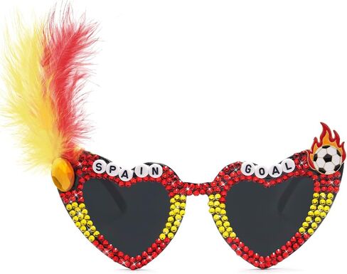 Soccer Sunglasses for 2026 World Cup, Rhinestone Heart Shades, National Color Flag Style Party Game Day Women Men in Saudi Arabia