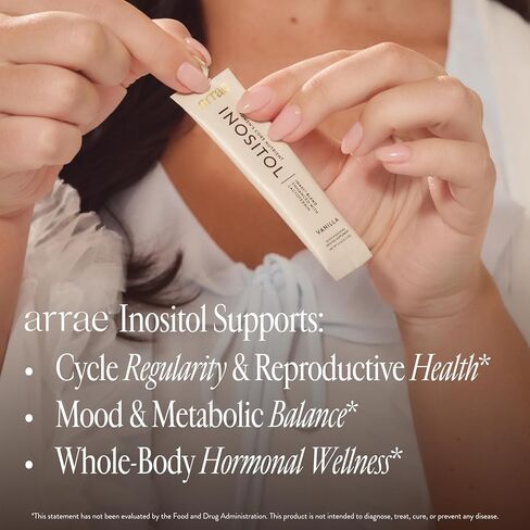 Arrae Inositol Supplement for Women - Supports Healthy Hormonal Balance, Regular Cycles, & Ovarian Health - 40:1 Myo & D-Chiro Raton with Lactoferrin & Folate - Vanilla Flavor - 8 Pack in Saudi Arabia