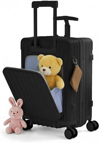20" Front-Opening Carry on Luggage with Seat for Kids - Hardshell Travel Suitcase with Double Handles & TSA Lock, Pink in Saudi Arabia