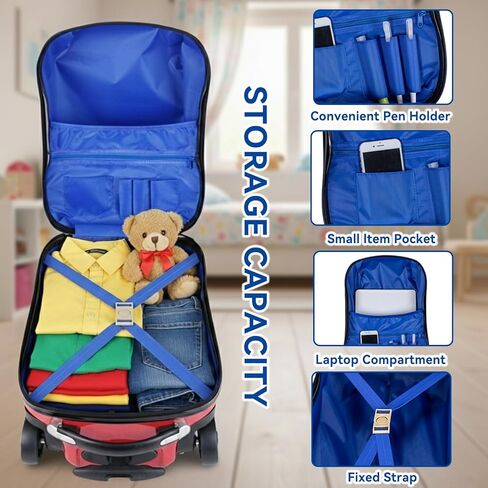 Carry-On Suitcase with Wheels – Car-Style Hard Shell Luggage with Integrated Seat, Lightweight Rolling Travel Bag, ABS+PC Shell, Airline Approved in Kuwait
