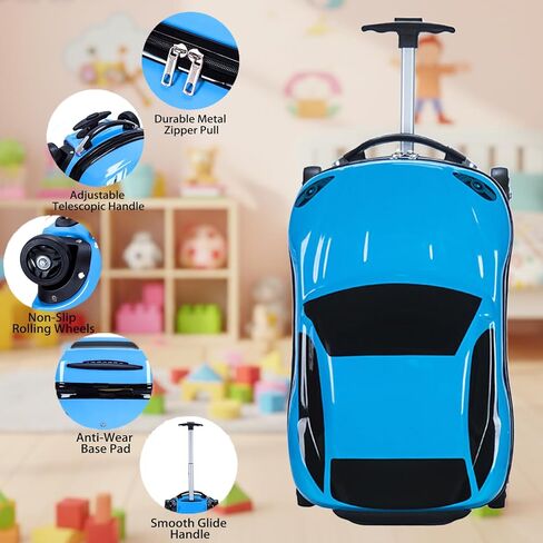 Carry-On Suitcase with Wheels – Car-Style Hard Shell Luggage with Integrated Seat, Lightweight Rolling Travel Bag, ABS+PC Shell, Airline Approved in Kuwait