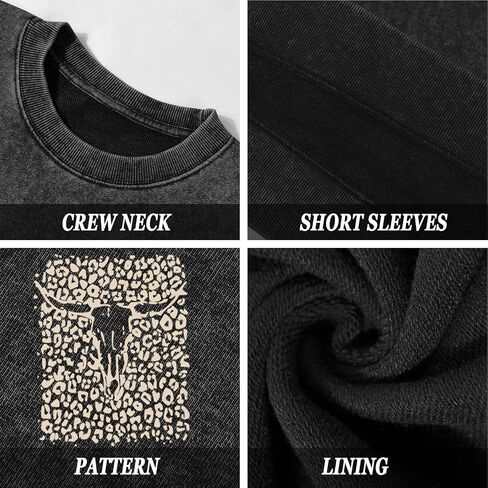 Western Cow Skull Sweatshirts For Women Oversized Graphic Sweatshirt Vintage Crewneck Sweat Shirts Cowgirl Boho Tops in Saudi Arabia